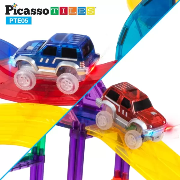 imagePicassoTiles 12 Piece Race Track AddOn Magnetic Building Block Set Magnet Tiles Construction Toy STEM Learning Kit Early Education Kids Toys Playset Pretend Play Blocks Child Brain Development PTR12PTE05