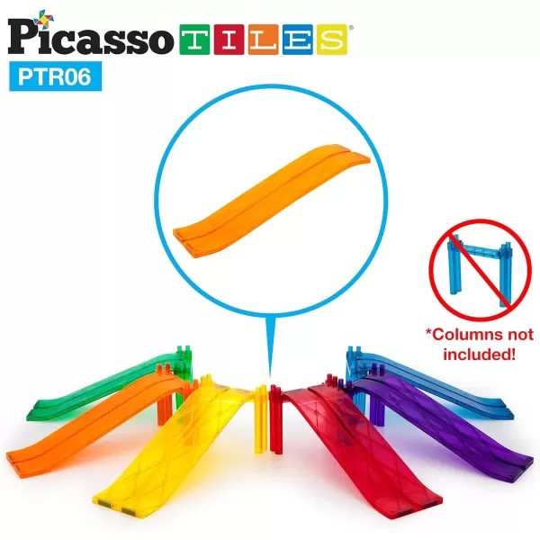 imagePicassoTiles 12 Piece Race Track AddOn Magnetic Building Block Set Magnet Tiles Construction Toy STEM Learning Kit Early Education Kids Toys Playset Pretend Play Blocks Child Brain Development PTR12PTR06