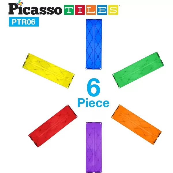 imagePicassoTiles 12 Piece Race Track AddOn Magnetic Building Block Set Magnet Tiles Construction Toy STEM Learning Kit Early Education Kids Toys Playset Pretend Play Blocks Child Brain Development PTR12PTR06