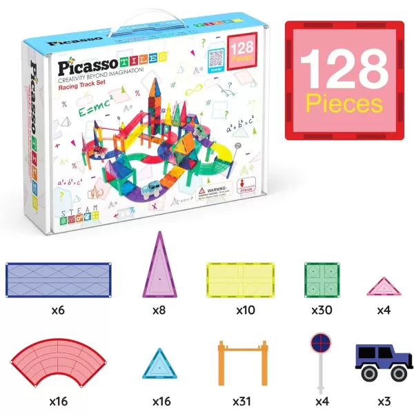 imagePicassoTiles 12 Piece Race Track AddOn Magnetic Building Block Set Magnet Tiles Construction Toy STEM Learning Kit Early Education Kids Toys Playset Pretend Play Blocks Child Brain Development PTR12PTR128