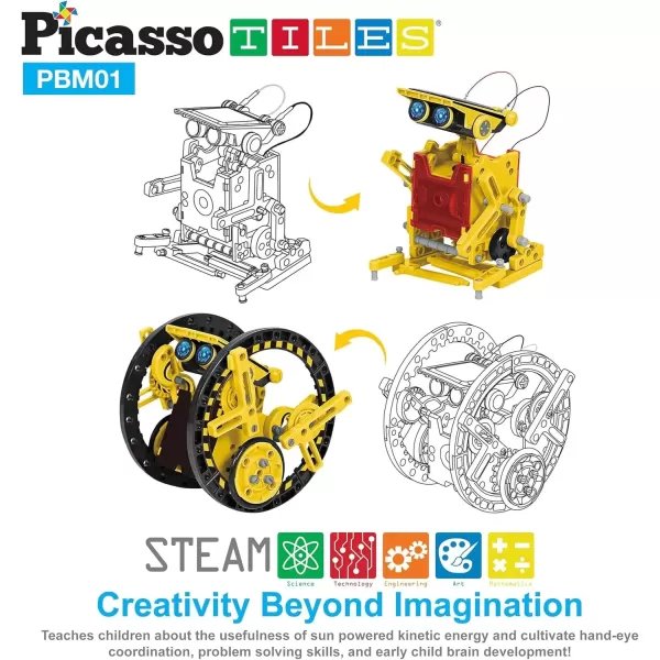 imagePicassoTiles 152 Pieces Building Block Set Kid Toy STEM Construction Sensory Toys Gifts Engineering Kit Educational wIdea Book Design Guide Storage Carry Box Power Drill Ratchet Age 3 PTN15212in1 Robot
