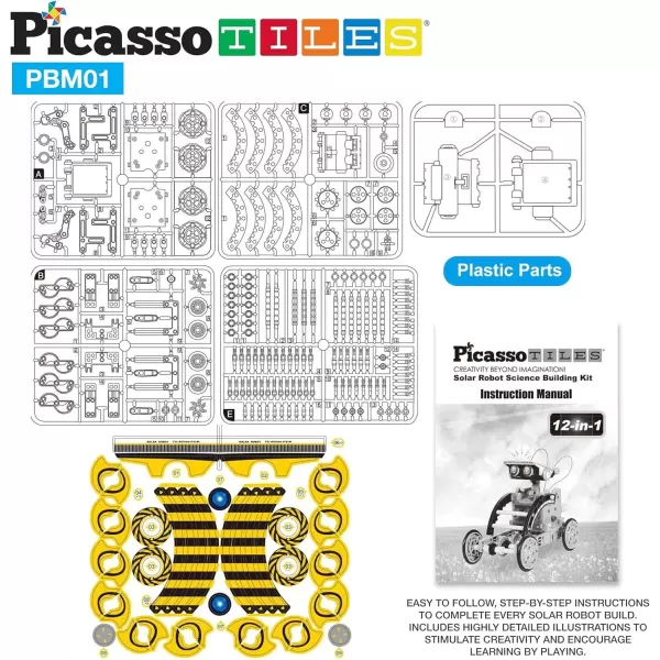 imagePicassoTiles 152 Pieces Building Block Set Kid Toy STEM Construction Sensory Toys Gifts Engineering Kit Educational wIdea Book Design Guide Storage Carry Box Power Drill Ratchet Age 3 PTN15212in1 Robot