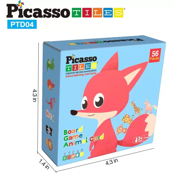 imagePicassoTiles 56 PCs Animal Speed Matching Game Match Identical Pairs of Animals as Fast as Possible Educational Puzzle Family Activity Board Games with Portable Storage Box for Boys ampamp Girls Ages 3