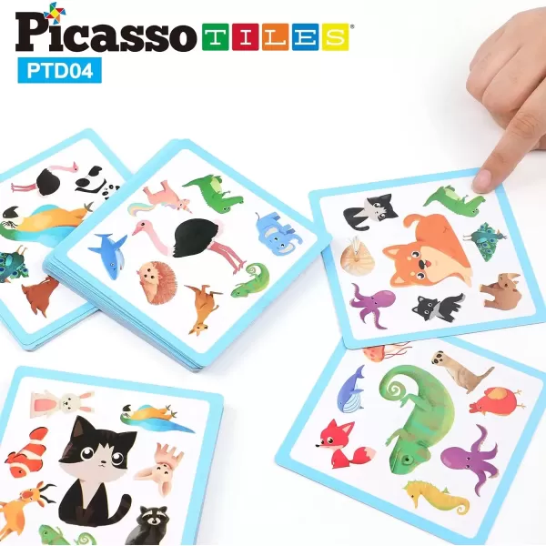 imagePicassoTiles 56 PCs Animal Speed Matching Game Match Identical Pairs of Animals as Fast as Possible Educational Puzzle Family Activity Board Games with Portable Storage Box for Boys ampamp Girls Ages 3