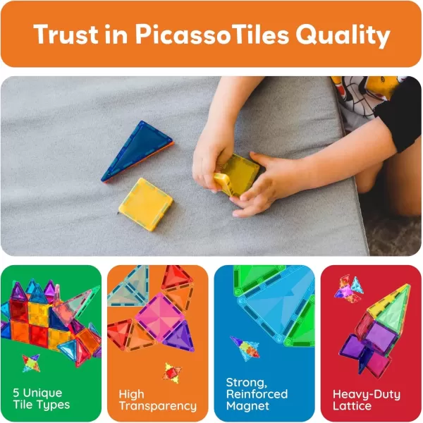 imagePicassoTiles 60 Piece Magnetic Building Block Mini Diamond Series Travel Size OnTheGo Construction Toy Set STEM Learning Kit Educational Playset Child Brain Development Stacking Blocks PTM60