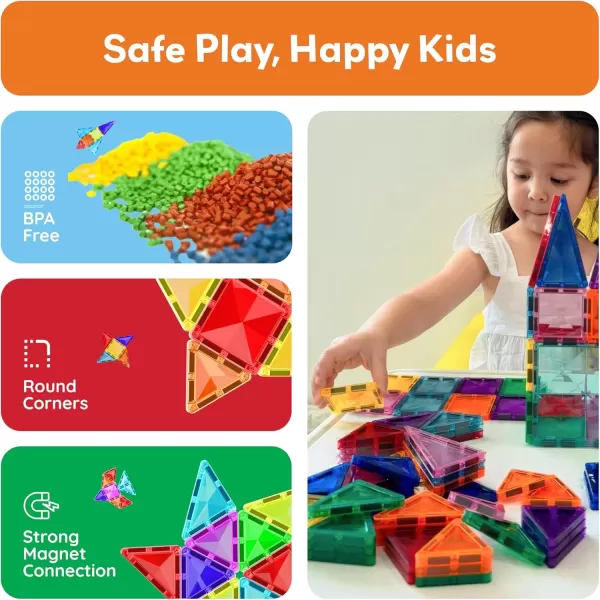 imagePicassoTiles 80 Piece Mini Size Magnetic Tiles Sensory Magnet Toys Diamond Series Construction Building Blocks Set STEM Learning Travel Size Educational Toy for Kids Boys Girls Toddlers Age 3 PTM80120pc