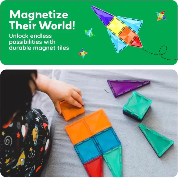 imagePicassoTiles 80 Piece Mini Size Magnetic Tiles Sensory Magnet Toys Diamond Series Construction Building Blocks Set STEM Learning Travel Size Educational Toy for Kids Boys Girls Toddlers Age 3 PTM80100pc