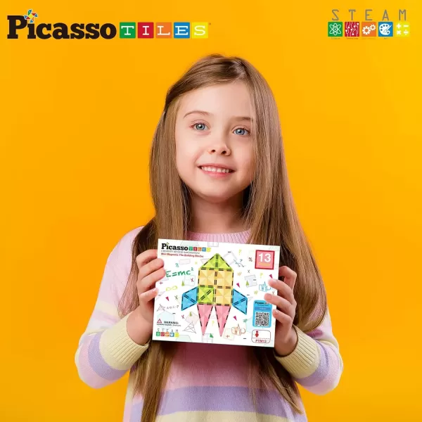 imagePicassoTiles 80 Piece Mini Size Magnetic Tiles Sensory Magnet Toys Diamond Series Construction Building Blocks Set STEM Learning Travel Size Educational Toy for Kids Boys Girls Toddlers Age 3 PTM8013pc