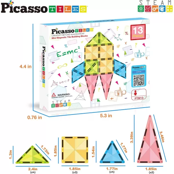 imagePicassoTiles 80 Piece Mini Size Magnetic Tiles Sensory Magnet Toys Diamond Series Construction Building Blocks Set STEM Learning Travel Size Educational Toy for Kids Boys Girls Toddlers Age 3 PTM8013pc