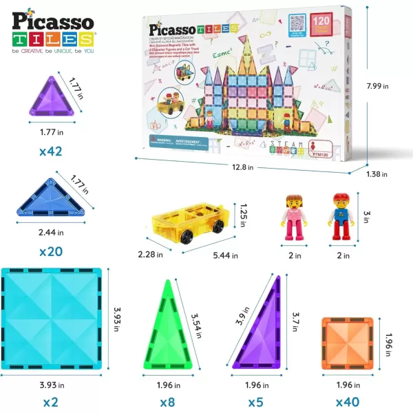 imagePicassoTiles 80 Piece Mini Size Magnetic Tiles Sensory Magnet Toys Diamond Series Construction Building Blocks Set STEM Learning Travel Size Educational Toy for Kids Boys Girls Toddlers Age 3 PTM80120pc