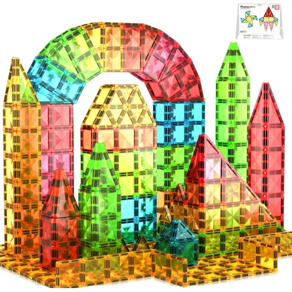 imagePicassoTiles 80 Piece Mini Size Magnetic Tiles Sensory Magnet Toys Diamond Series Construction Building Blocks Set STEM Learning Travel Size Educational Toy for Kids Boys Girls Toddlers Age 3 PTM8036pc