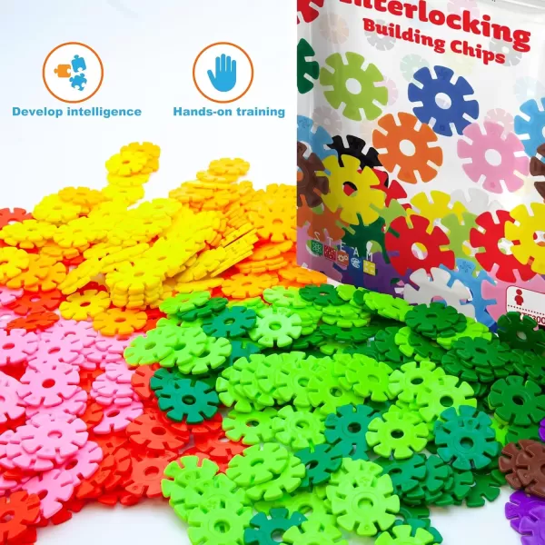 imagePicassoTiles Construction Building Chips Block 300 Piece Set Interlocking Plastic Disc STEM Learning Toy Creative Education Child Brain Development Play for Toddler Kids Boys Girls Ages 3 ampamp Up PTF300