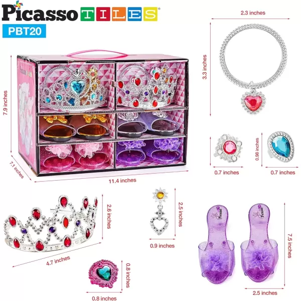 imagePicassoTiles Kids Fairytale Royal Princess Dress Up Pretend Play Tiara Jewelry Boutique Shoes ampamp Fashion Accessories Toy Collection For Girls Children Ages 5 STEM Creative Imagination Toys