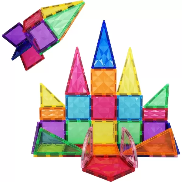 imagePicassoTiles Magnetic Tiles Building Block Construction Toy Set Prism Magnet Tile Blocks STEM STEAM Learning Kit Early Education Builder Playset Toys for Children Toddler Boy Girl Age 3 PT41