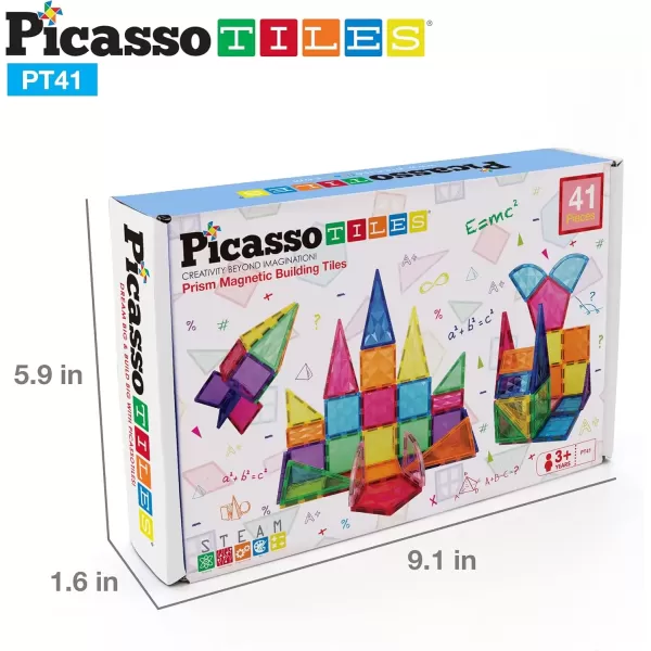 imagePicassoTiles Magnetic Tiles Building Block Construction Toy Set Prism Magnet Tile Blocks STEM STEAM Learning Kit Early Education Builder Playset Toys for Children Toddler Boy Girl Age 3 PT41