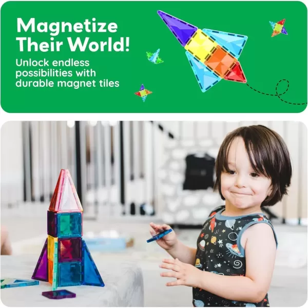 imagePicassoTiles Magnetic Tiles Building Blocks Mini Size Diamond Series Magnet Toys Travel Size OnTheGo Magnets Construction Sensory Toys Gifts Educational Set STEM Learning Kit Playset PTM40