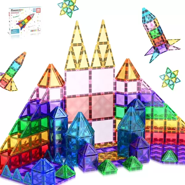 imagePicassoTiles Mini Size Magnetic Tiles Sensory Magnet Toys Diamond Series Construction Building Blocks Set STEM Learning Travel Size Educational Toy for Kids Boys Girls Toddlers Age 3 PTM30