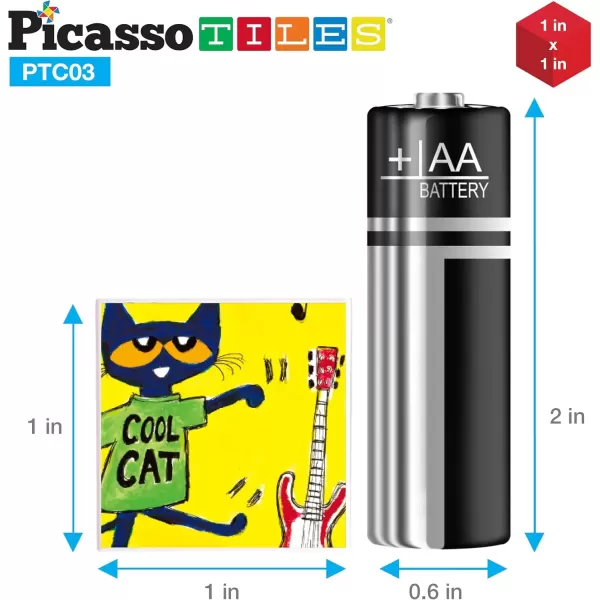 imagePicassoTiles Pete the Cat Magnet Puzzle Building Block Cubes 6 Cartoon Themed Brain Teaser Puzzles Mix and Match Magnetic Playset STEM Educational Toy Set Preschool Sensory Toys Toddlers Ages 3 PTC03