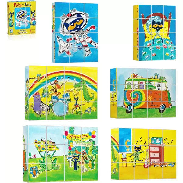imagePicassoTiles Pete the Cat Magnet Puzzle Building Block Cubes 6 Cartoon Themed Brain Teaser Puzzles Mix and Match Magnetic Playset STEM Educational Toy Set Preschool Sensory Toys Toddlers Ages 3 PTC03