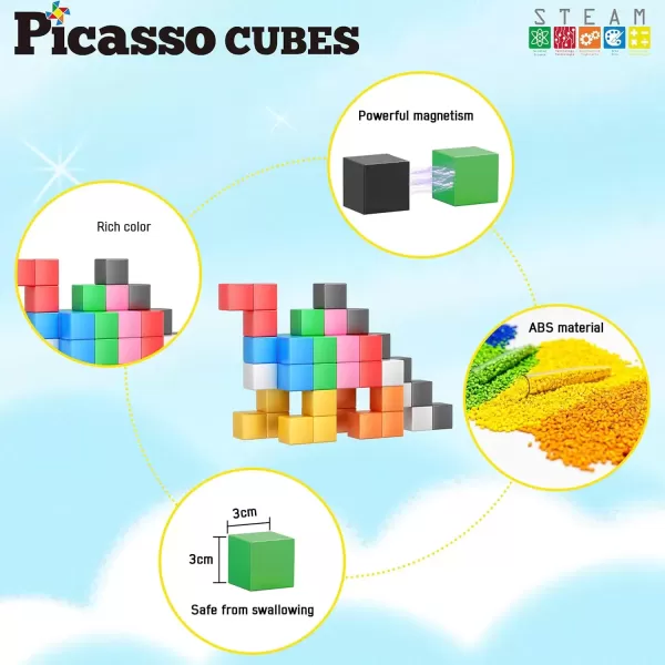 imagePicasso Cubes 05 Pixel Magnetic Puzzle Cube 400 Piece Mix ampamp Match Sensory Toys STEAM Education Learning Building Block Magnets Children Construction Toy Set Stacking Magnet Creative Kit PMC40054 Pieces 12 3CM