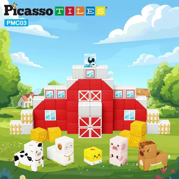 imagePicasso Cubes 05 Pixel Magnetic Puzzle Cube 400 Piece Mix ampamp Match Sensory Toys STEAM Education Learning Building Block Magnets Children Construction Toy Set Stacking Magnet Creative Kit PMC400Cube Farm House Theme
