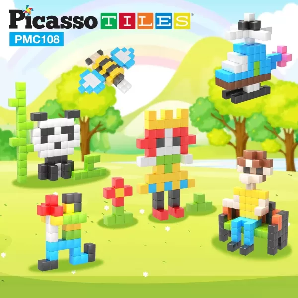imagePicasso Cubes 1 Magnetic Puzzle Cubes 108 Piece Magnet Construction Building Block Set Sensory Toy Early Education STEM Learning Free Ideabook with 50 Ideas Children Age 3 Boy Girl PMC108