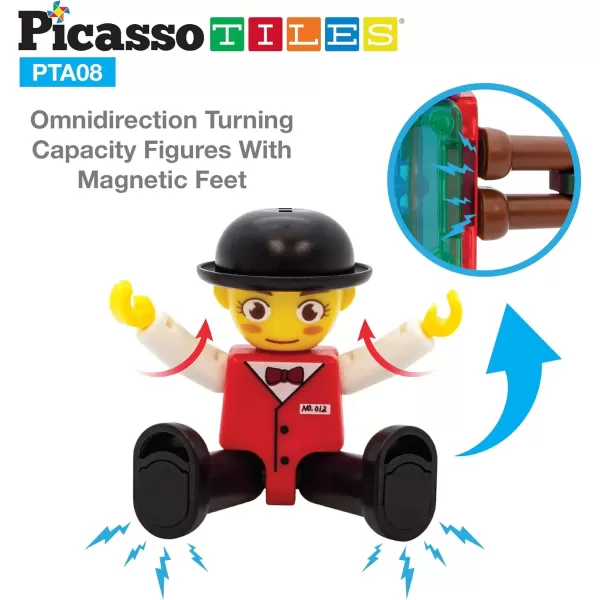 imagePicasso Toys Magnetic Action Figures 8 Piece Family Character for Construction Building Block Tiles Toddler Toy Set Magnet Expansion Variety Pack Educational STEM Learning Kit Pretend Playset PTA1116 Profession