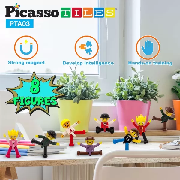 imagePicasso Toys Magnetic Action Figures 8 Piece Family Character for Construction Building Block Tiles Toddler Toy Set Magnet Expansion Variety Pack Educational STEM Learning Kit Pretend Playset PTA118 Profession