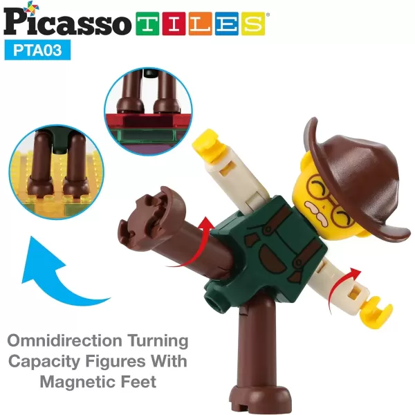 imagePicasso Toys Magnetic Action Figures 8 Piece Family Character for Construction Building Block Tiles Toddler Toy Set Magnet Expansion Variety Pack Educational STEM Learning Kit Pretend Playset PTA118 Profession