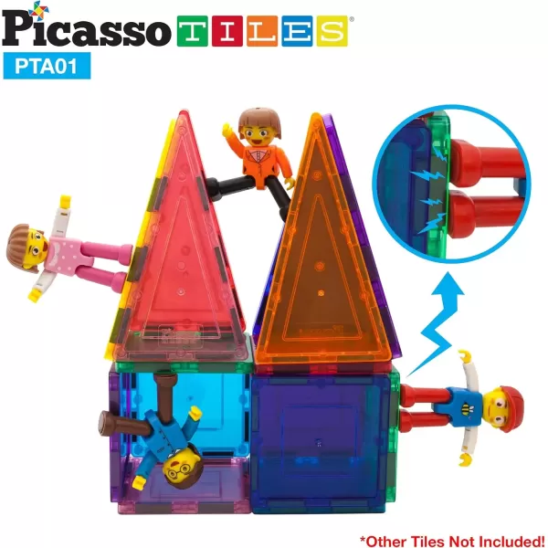 imagePicasso Toys Magnetic Action Figures 8 Piece Family Character for Construction Building Block Tiles Toddler Toy Set Magnet Expansion Variety Pack Educational STEM Learning Kit Pretend Playset PTA114 Family