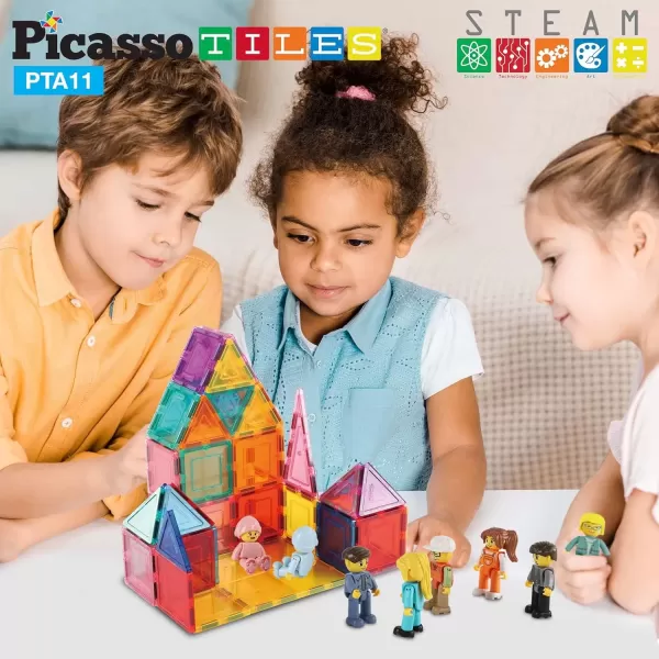 imagePicasso Toys Magnetic Action Figures 8 Piece Family Character for Construction Building Block Tiles Toddler Toy Set Magnet Expansion Variety Pack Educational STEM Learning Kit Pretend Playset PTA118 Family