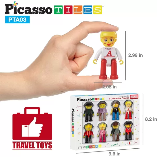 imagePicasso Toys Magnetic Action Figures 8 Piece Family Character for Construction Building Block Tiles Toddler Toy Set Magnet Expansion Variety Pack Educational STEM Learning Kit Pretend Playset PTA118 Profession