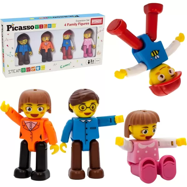 imagePicasso Toys Magnetic Action Figures 8 Piece Family Character for Construction Building Block Tiles Toddler Toy Set Magnet Expansion Variety Pack Educational STEM Learning Kit Pretend Playset PTA114 Family
