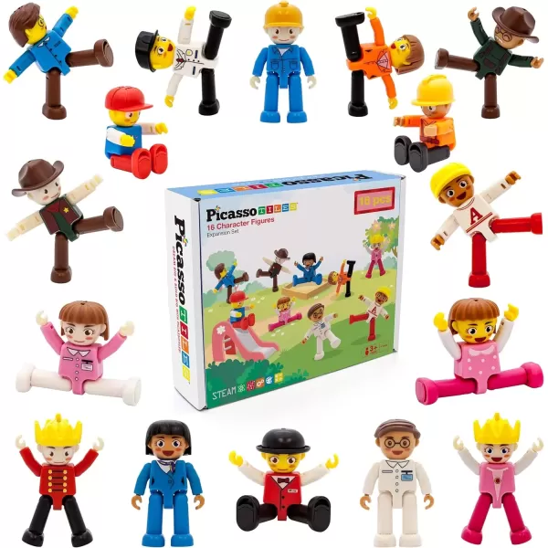 imagePicasso Toys Magnetic Action Figures 8 Piece Family Character for Construction Building Block Tiles Toddler Toy Set Magnet Expansion Variety Pack Educational STEM Learning Kit Pretend Playset PTA1116 Profession
