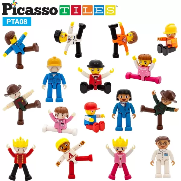 imagePicasso Toys Magnetic Action Figures 8 Piece Family Character for Construction Building Block Tiles Toddler Toy Set Magnet Expansion Variety Pack Educational STEM Learning Kit Pretend Playset PTA1116 Profession