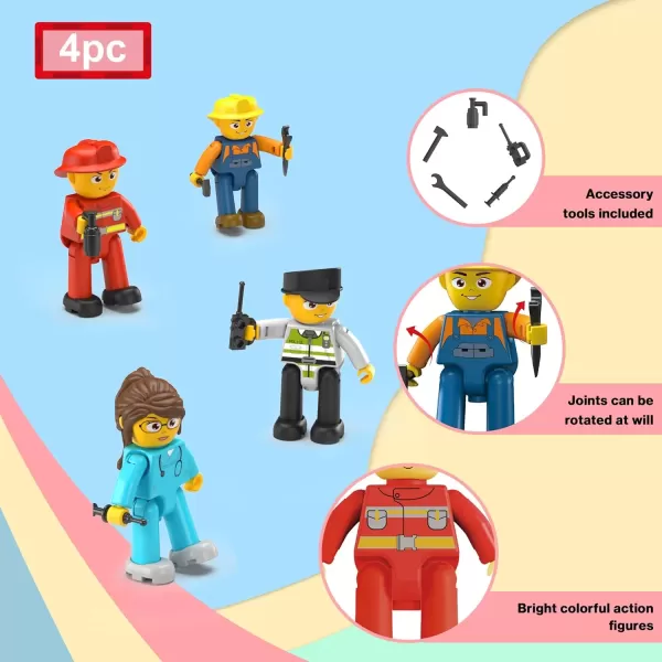 imagePicasso Toys Magnetic Action Figures 8 Piece Family Character for Construction Building Block Tiles Toddler Toy Set Magnet Expansion Variety Pack Educational STEM Learning Kit Pretend Playset PTA11City Builder