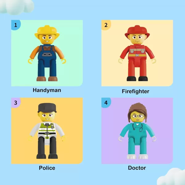 imagePicasso Toys Magnetic Action Figures 8 Piece Family Character for Construction Building Block Tiles Toddler Toy Set Magnet Expansion Variety Pack Educational STEM Learning Kit Pretend Playset PTA11City Builder