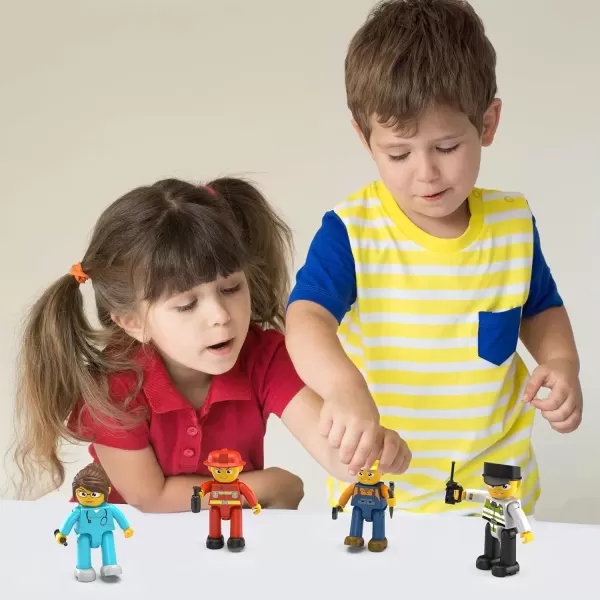 imagePicasso Toys Magnetic Action Figures 8 Piece Family Character for Construction Building Block Tiles Toddler Toy Set Magnet Expansion Variety Pack Educational STEM Learning Kit Pretend Playset PTA11City Builder