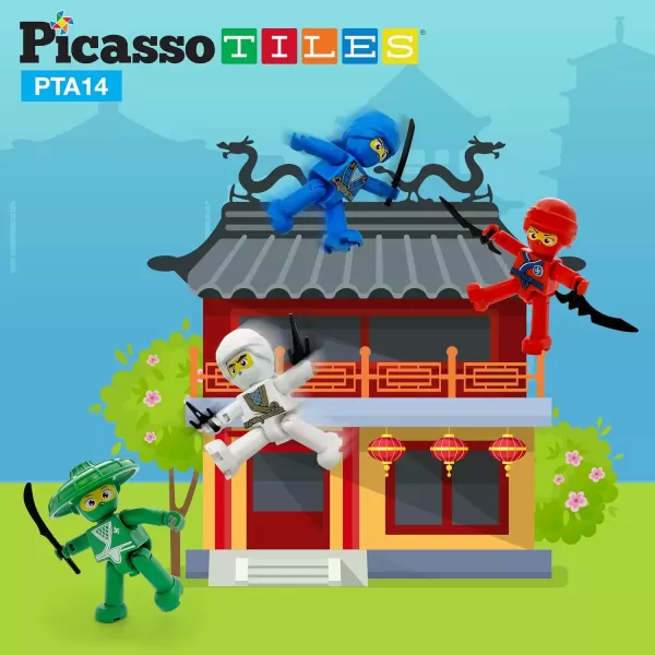 imagePicasso Toys Magnetic Action Figures 8 Piece Family Character for Construction Building Block Tiles Toddler Toy Set Magnet Expansion Variety Pack Educational STEM Learning Kit Pretend Playset PTA114 Piece Ninja