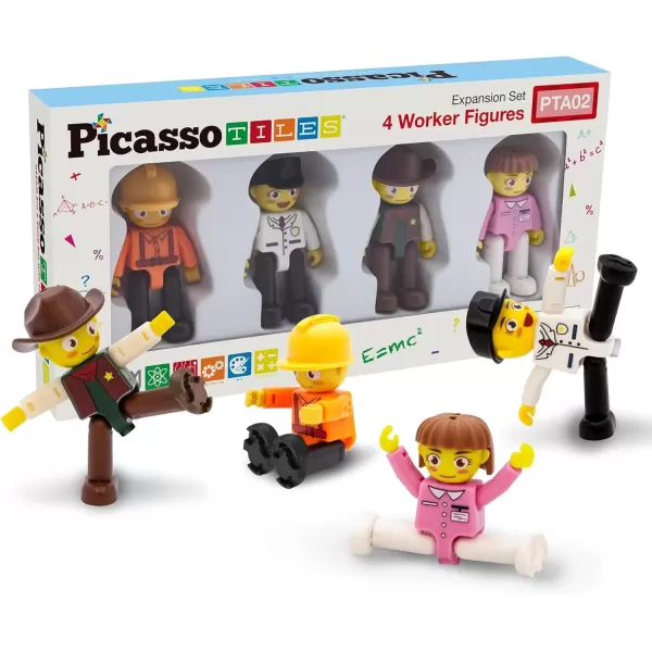 imagePicasso Toys Magnetic Action Figures 8 Piece Family Character for Construction Building Block Tiles Toddler Toy Set Magnet Expansion Variety Pack Educational STEM Learning Kit Pretend Playset PTA114 Profession