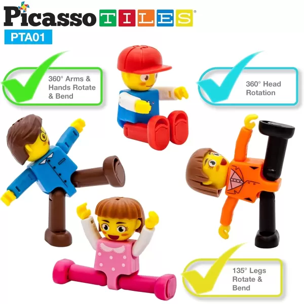 imagePicasso Toys Magnetic Action Figures 8 Piece Family Character for Construction Building Block Tiles Toddler Toy Set Magnet Expansion Variety Pack Educational STEM Learning Kit Pretend Playset PTA114 Family
