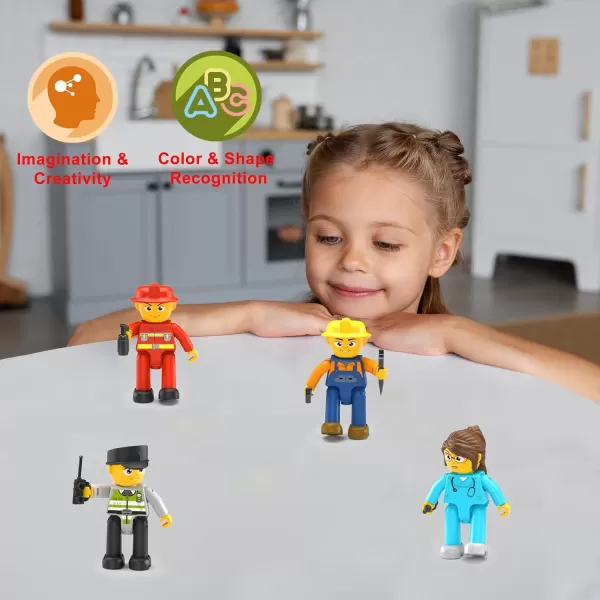 imagePicasso Toys Magnetic Action Figures 8 Piece Family Character for Construction Building Block Tiles Toddler Toy Set Magnet Expansion Variety Pack Educational STEM Learning Kit Pretend Playset PTA11City Builder