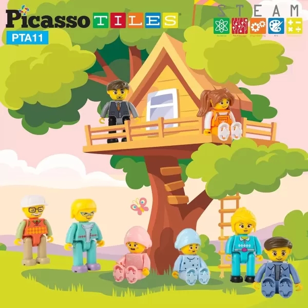 imagePicasso Toys Magnetic Action Figures 8 Piece Family Character for Construction Building Block Tiles Toddler Toy Set Magnet Expansion Variety Pack Educational STEM Learning Kit Pretend Playset PTA118 Family