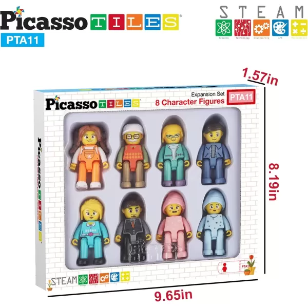 imagePicasso Toys Magnetic Action Figures 8 Piece Family Character for Construction Building Block Tiles Toddler Toy Set Magnet Expansion Variety Pack Educational STEM Learning Kit Pretend Playset PTA118 Family