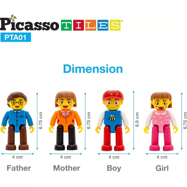 imagePicasso Toys Magnetic Action Figures 8 Piece Family Character for Construction Building Block Tiles Toddler Toy Set Magnet Expansion Variety Pack Educational STEM Learning Kit Pretend Playset PTA114 Family