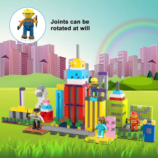 imagePicasso Toys Magnetic Action Figures 8 Piece Family Character for Construction Building Block Tiles Toddler Toy Set Magnet Expansion Variety Pack Educational STEM Learning Kit Pretend Playset PTA11City Builder