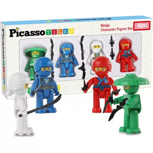 imagePicasso Toys Magnetic Action Figures 8 Piece Family Character for Construction Building Block Tiles Toddler Toy Set Magnet Expansion Variety Pack Educational STEM Learning Kit Pretend Playset PTA114 Piece Ninja
