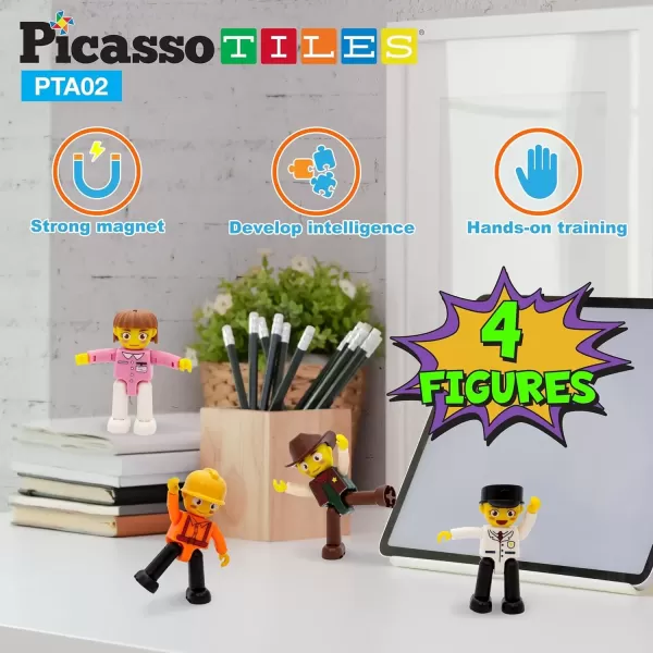 imagePicasso Toys Magnetic Action Figures 8 Piece Family Character for Construction Building Block Tiles Toddler Toy Set Magnet Expansion Variety Pack Educational STEM Learning Kit Pretend Playset PTA114 Profession
