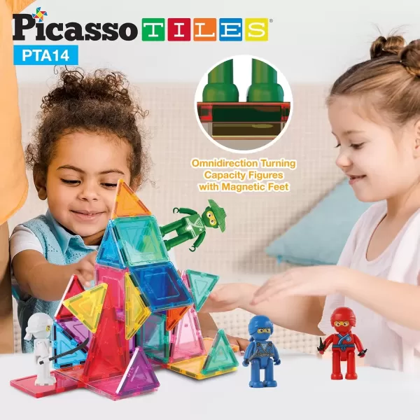 imagePicasso Toys Magnetic Action Figures 8 Piece Family Character for Construction Building Block Tiles Toddler Toy Set Magnet Expansion Variety Pack Educational STEM Learning Kit Pretend Playset PTA114 Piece Ninja