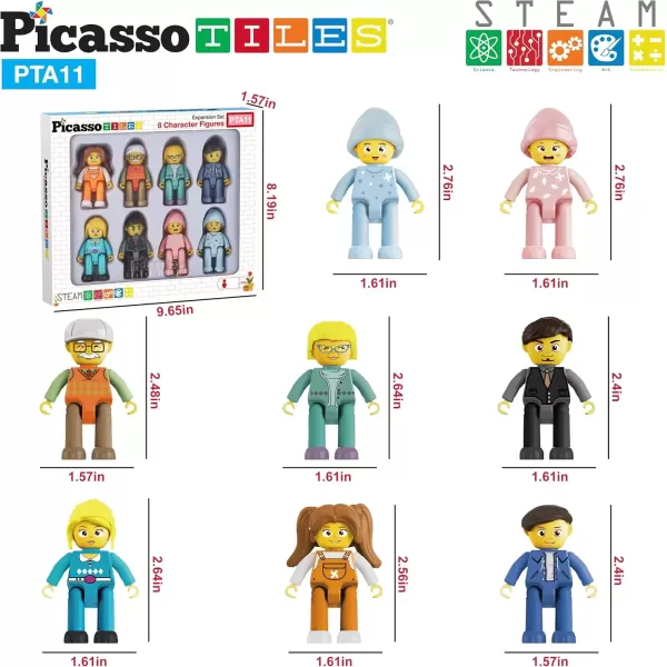 imagePicasso Toys Magnetic Action Figures 8 Piece Family Character for Construction Building Block Tiles Toddler Toy Set Magnet Expansion Variety Pack Educational STEM Learning Kit Pretend Playset PTA118 Family